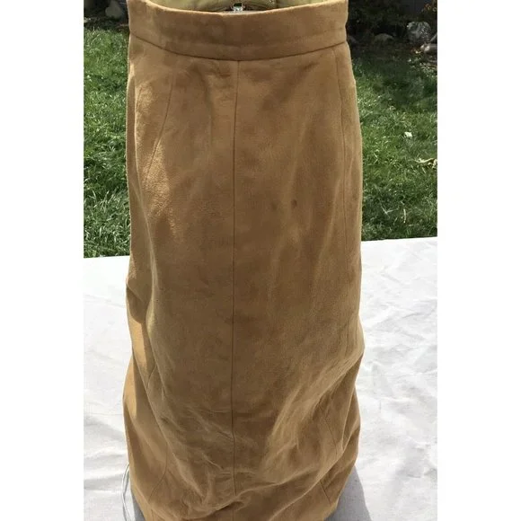 VTG 60s Rare Suede Leather Silk Women’s Pencil Skirt MOD Western Boho USA XS O - Picture 7 of 16